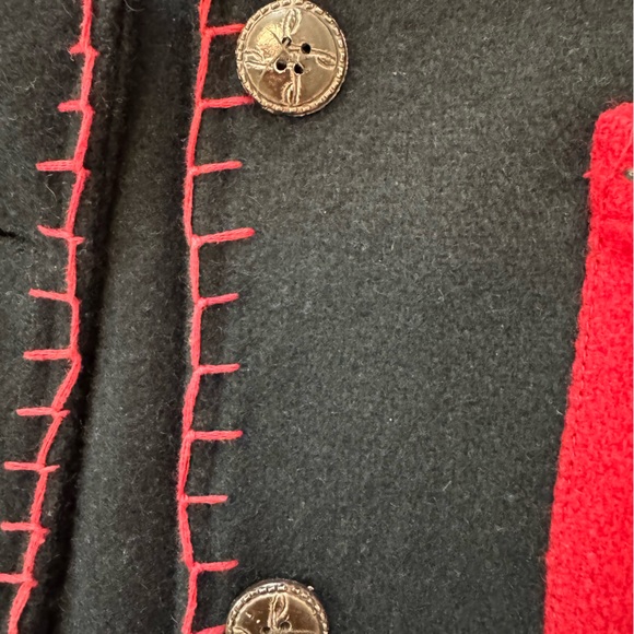 Vintage New Identity Cowboy Style Ranch Red and Brown Wool Button Jacket - Picture 4 of 4